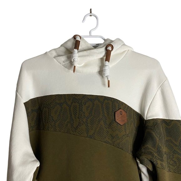 Indigo Jeancode Men's Olive Green Color Block Sweatshirt Hoodie - Picture 2 of 13